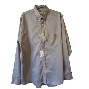 Geoffrey Beene Mens Grey Pinpoint Oxford Dress Shirt 16.5 36/37 Wrinkle Free NEW